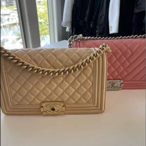 Pink or gold color handbag (boy bag style)